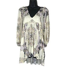 FREE People V-neck Oversized Extra Long High Low Hem Ballon Sleeves Size XS